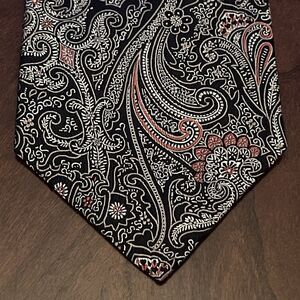 Stafford Black Orange Hand Made 100% Silk Men’s Neck Tie Made In China